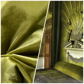 NEW Prince Kanaan Designer Made In Belgium Upholstery Velvet Fabric- Green Yellow