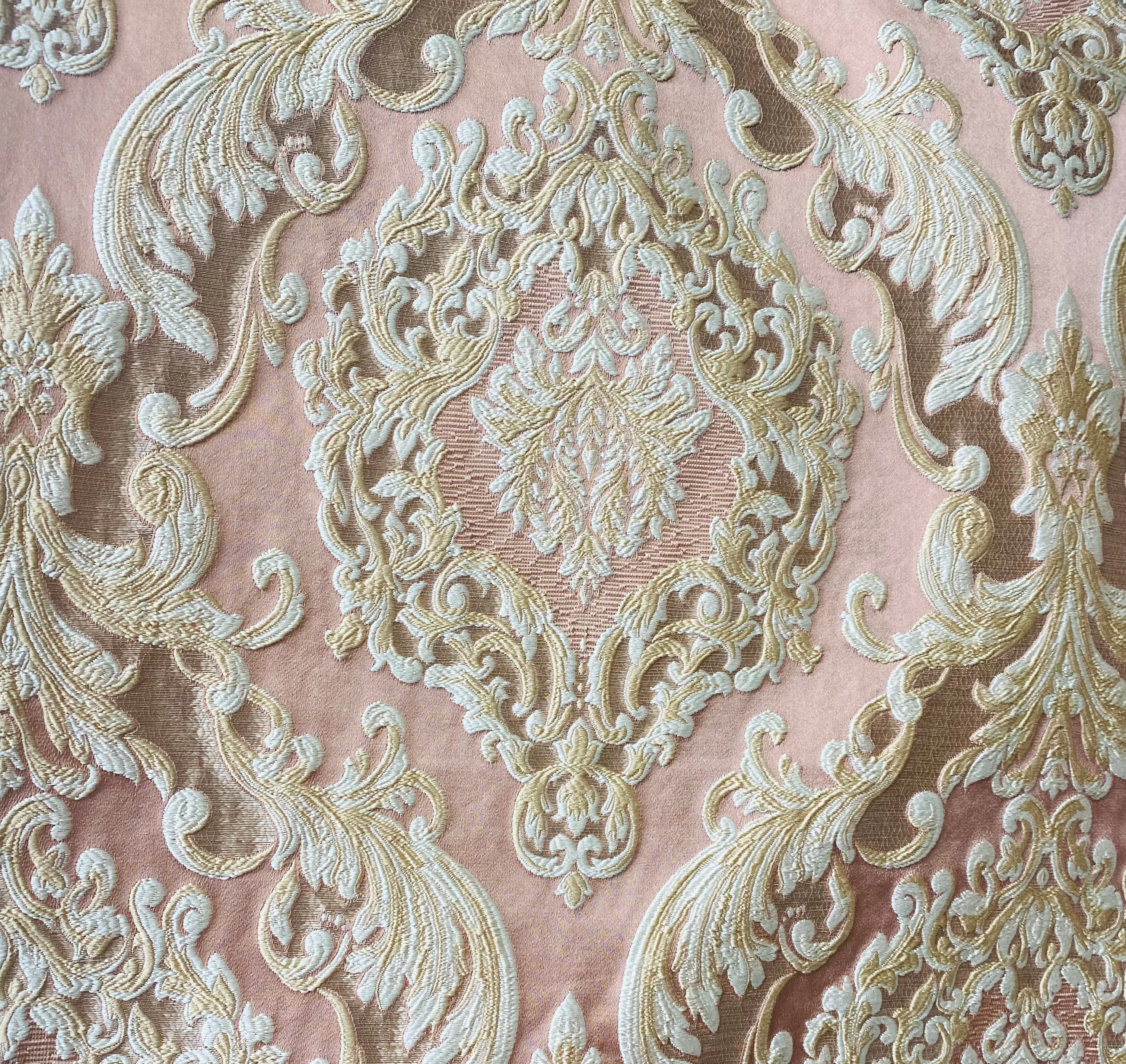 NEW Queen Marianna Novelty Ritz Neoclassical Brocade Satin Fabric - Light Pink