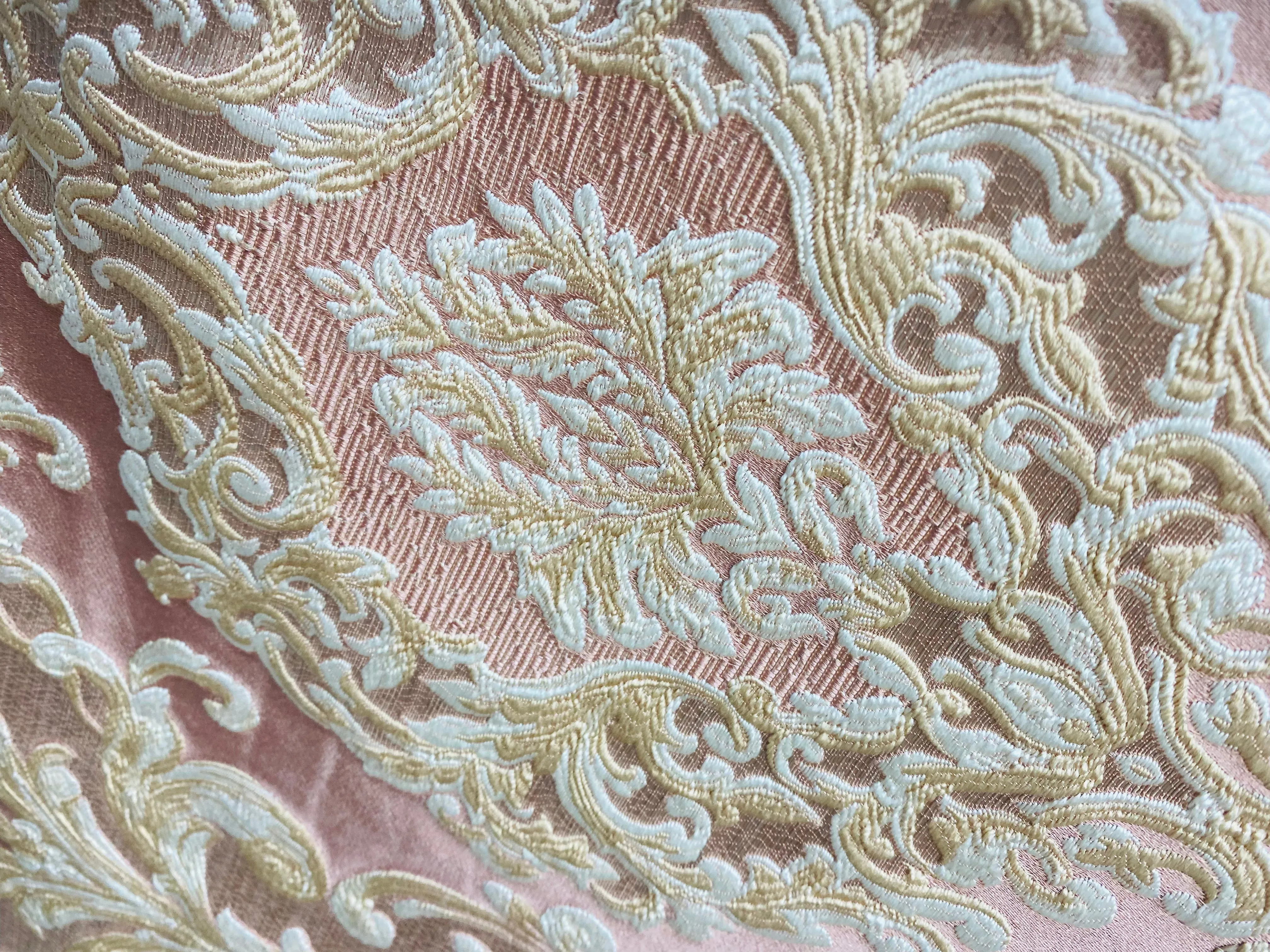 NEW Queen Marianna Novelty Ritz Neoclassical Brocade Satin Fabric - Light Pink