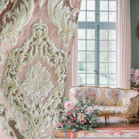 NEW Queen Marianna Novelty Ritz Neoclassical Brocade Satin Fabric - Light Pink