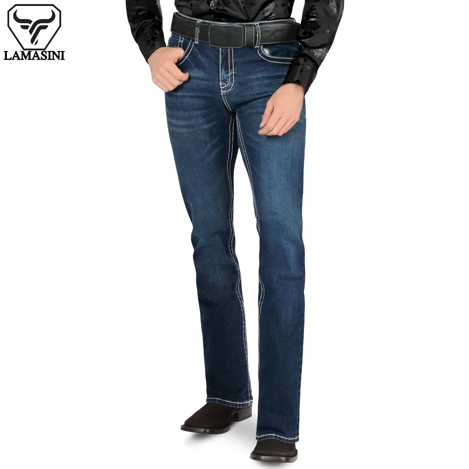 Pantalón para Hombre de Mezclilla Vaquero LAMASINI LM9029