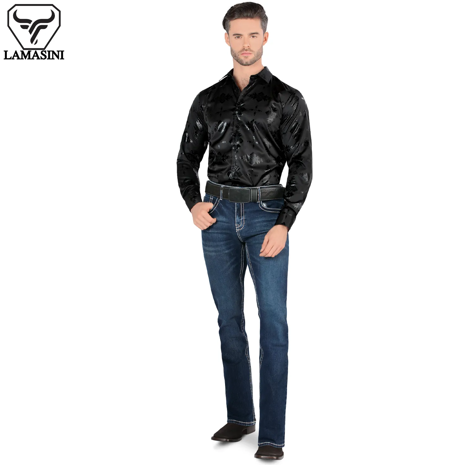 Pantalón para Hombre de Mezclilla Vaquero LAMASINI LM9029