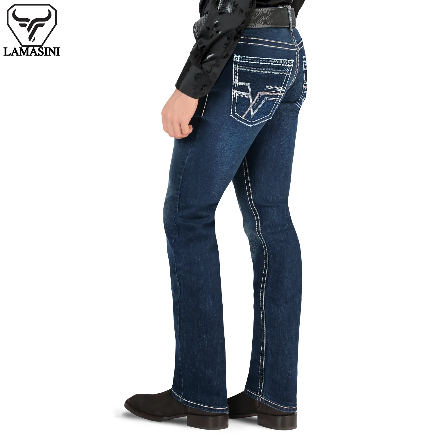 Pantalón para Hombre de Mezclilla Vaquero LAMASINI LM9029