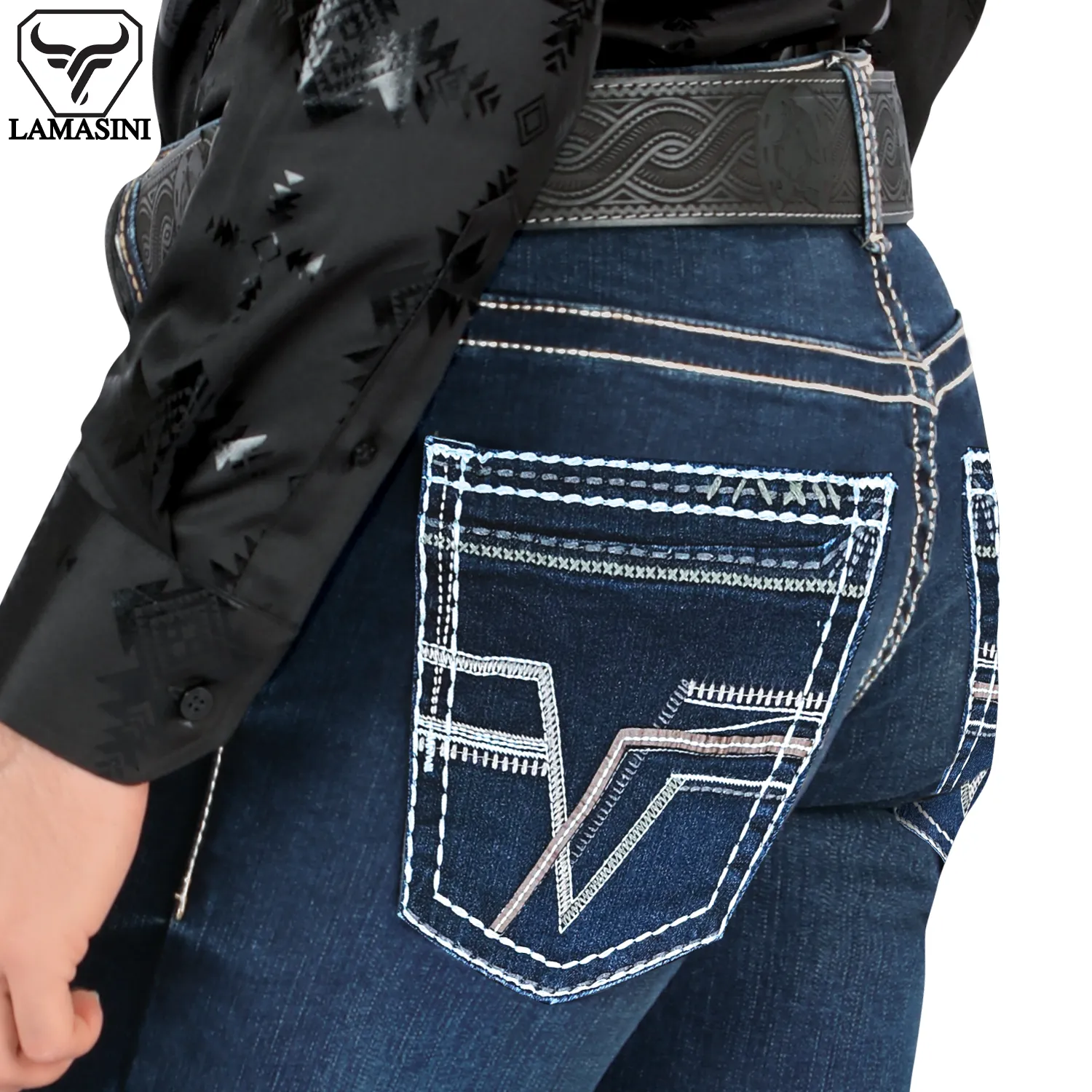 Pantalón para Hombre de Mezclilla Vaquero LAMASINI LM9029