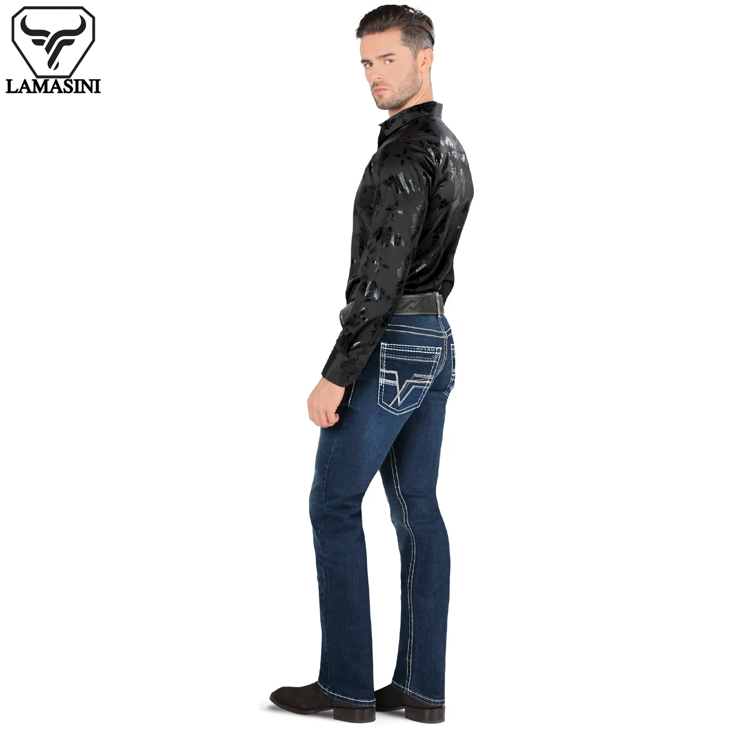 Pantalón para Hombre de Mezclilla Vaquero LAMASINI LM9029