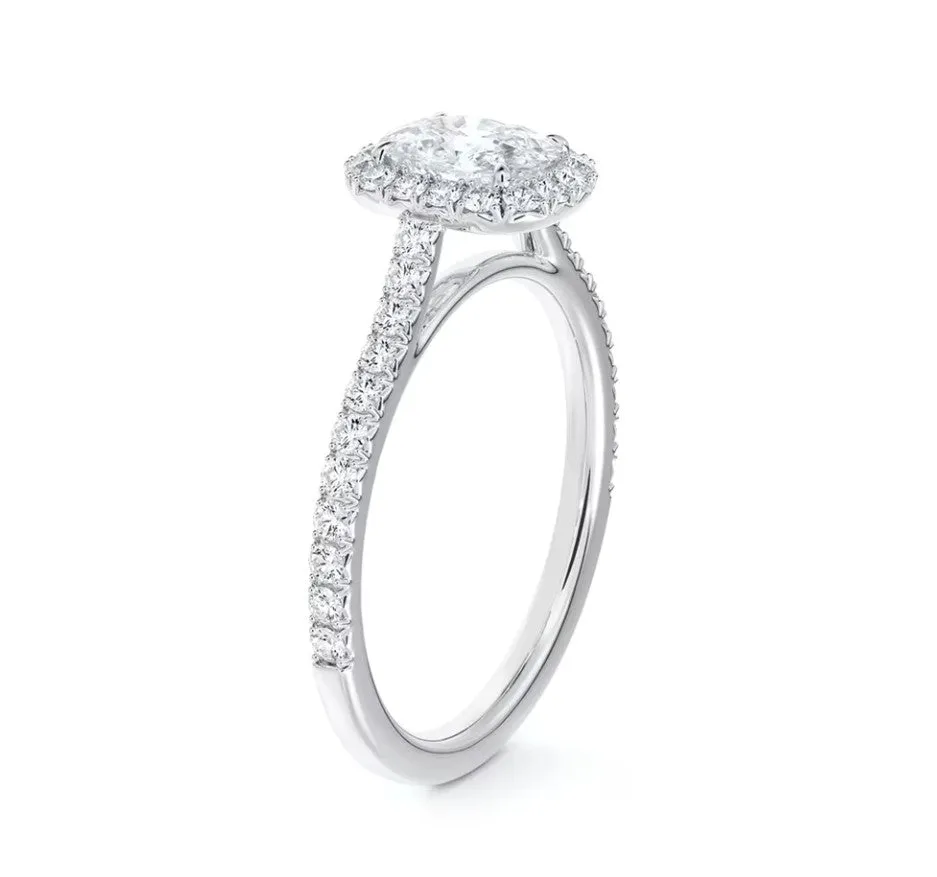 "Center of My Universe®" Cushion Halo Engagement Ring with Diamond Band