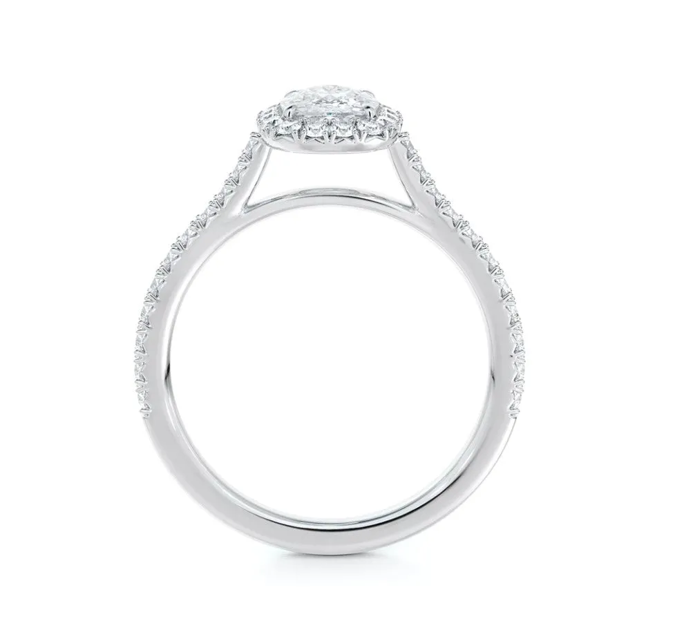 "Center of My Universe®" Cushion Halo Engagement Ring with Diamond Band