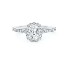 "Center of My Universe®" Cushion Halo Engagement Ring with Diamond Band