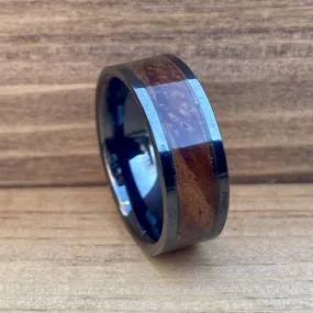 "The Thompson" 100% USA Made Black Ceramic Ring With Wood From A Thompson M1A1 Firearm