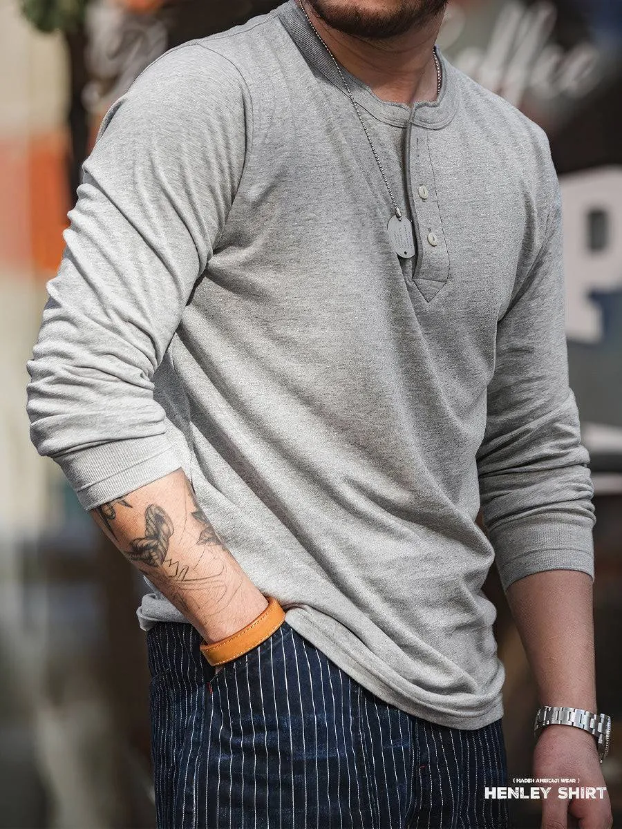 Retro Long-Sleeve Henley Shirt