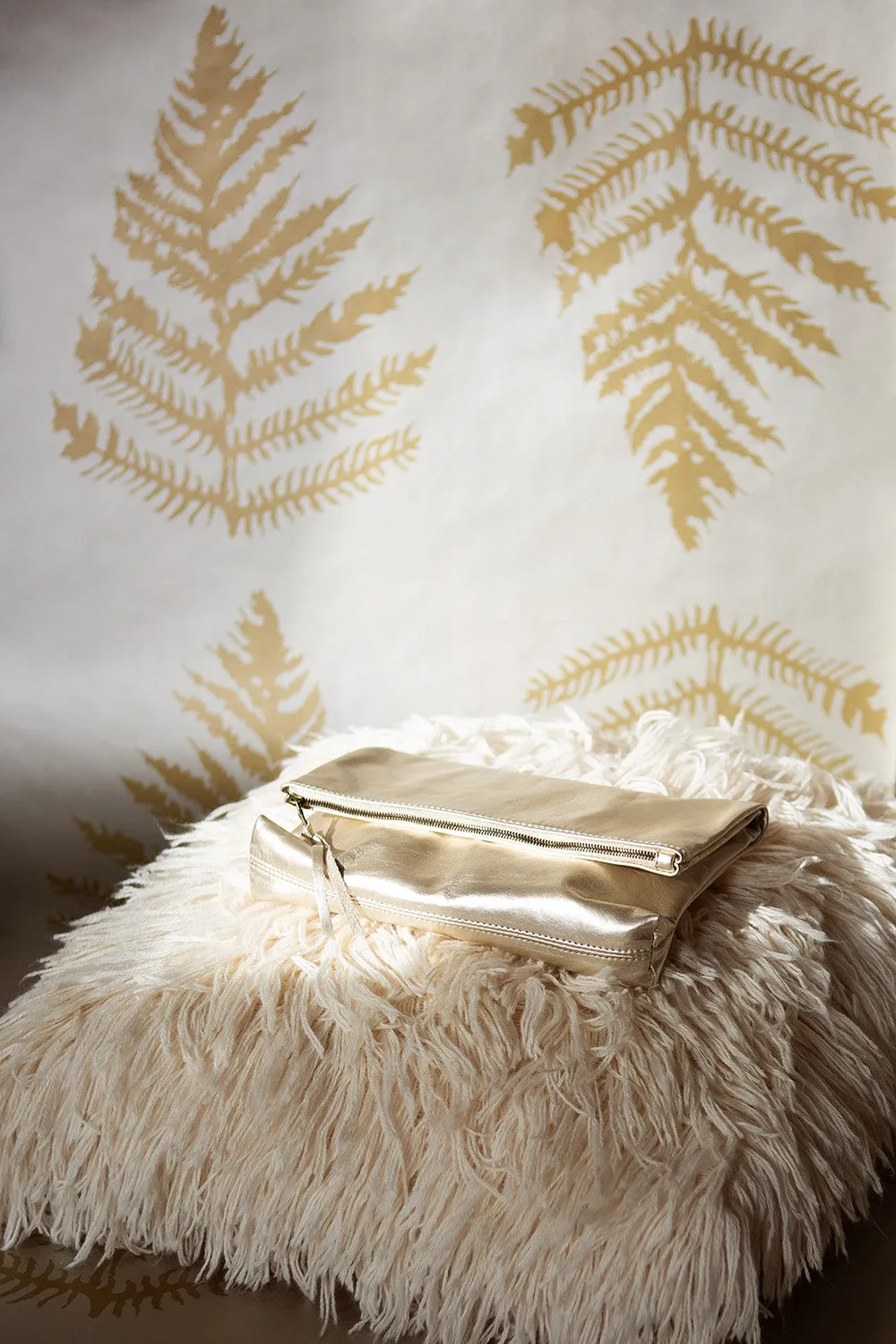 Sample - Fern Wallpaper in Platinum/Gold