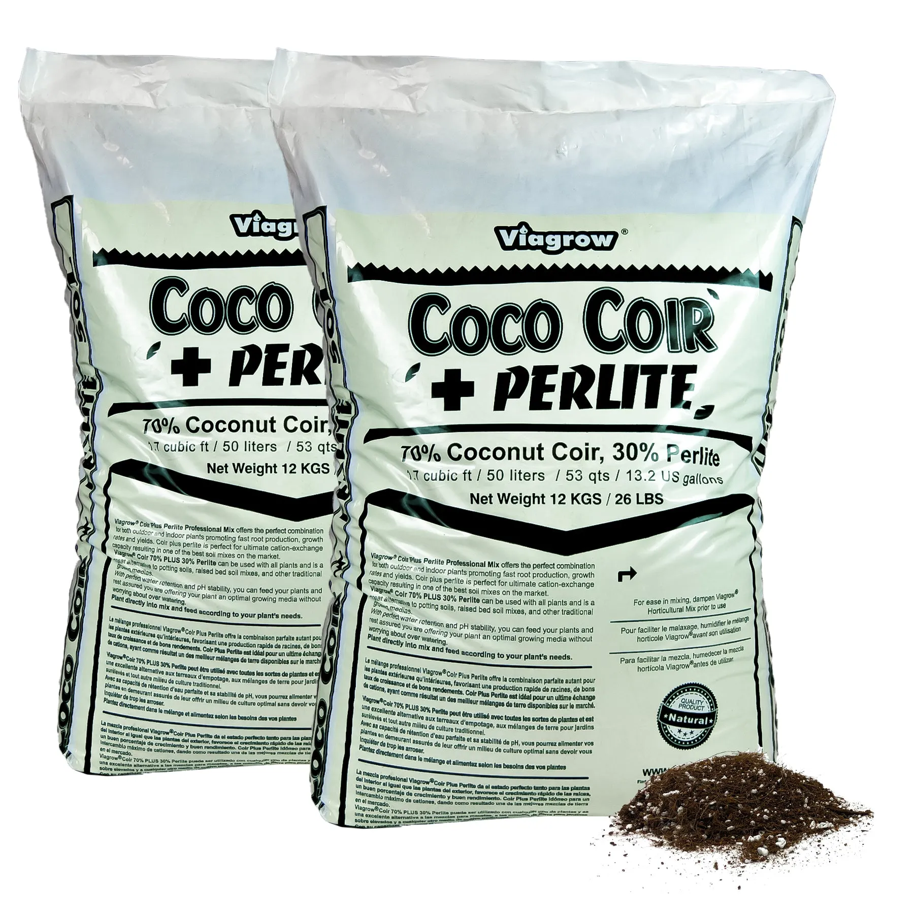 Viagrow 50L Coco Coir Plus Perlite Premium Grow Media, 70% Coir and 30% Perlite