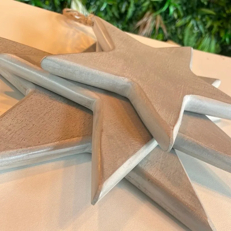 Wooden Stars (Grey Set of 3)